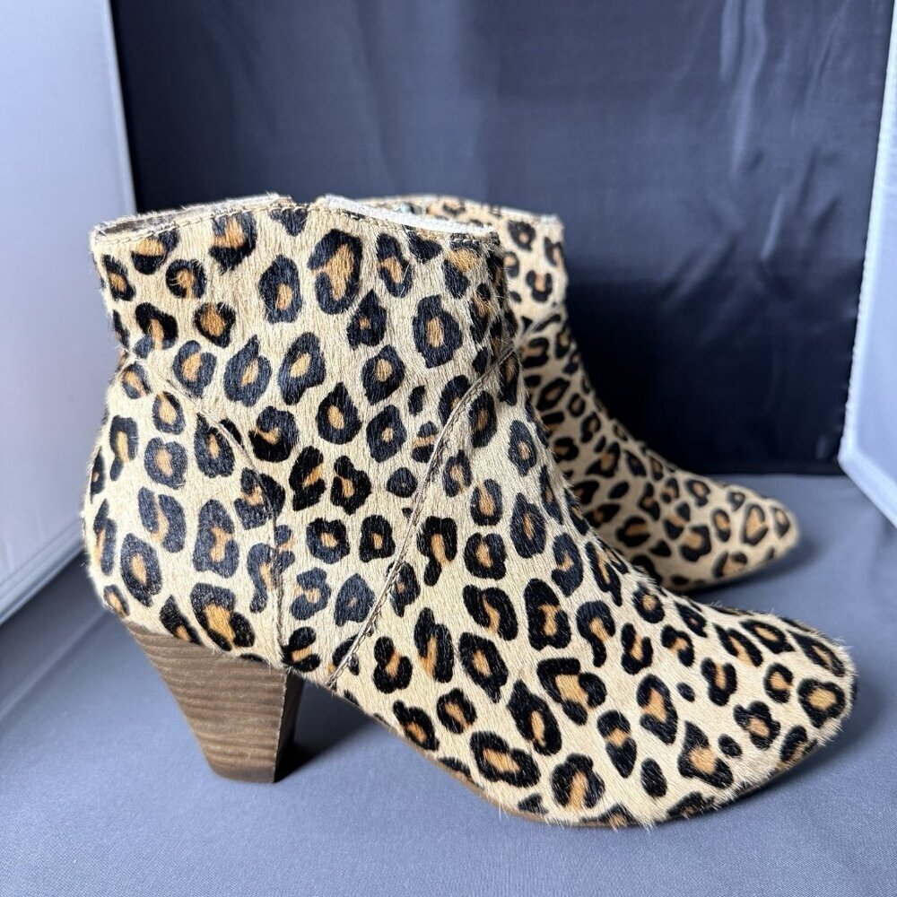 Steve Madden Proccess Leopard Pony Fur Ankle Booties Women’s Size 6